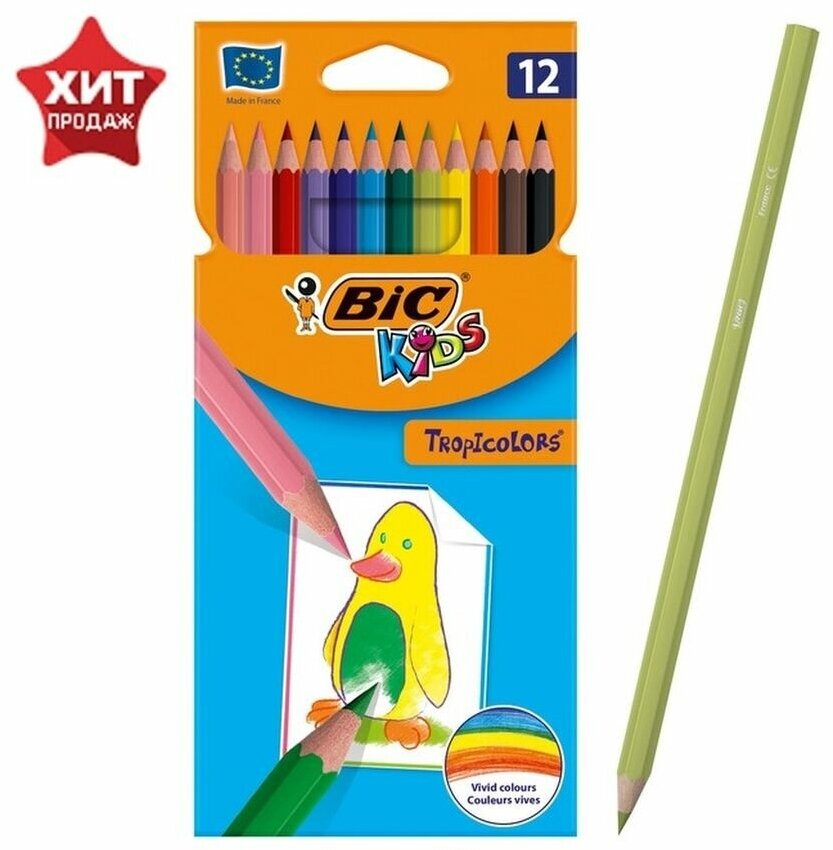 Карандаши 12 цветов BIC Kids Tropicolors