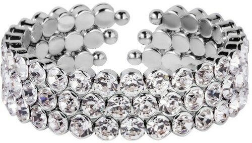Жесткий браслет Kalinka modern story, кристаллы Swarovski, 1 шт., размер one size, диаметр 6.5 см, серый, серебряный