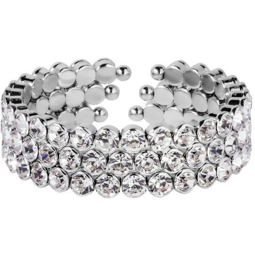 Жесткий браслет Kalinka modern story, кристаллы Swarovski, 1 шт., размер one size, диаметр 6.5 см, серебристый, серый лаконичный браслет с числами kalinka