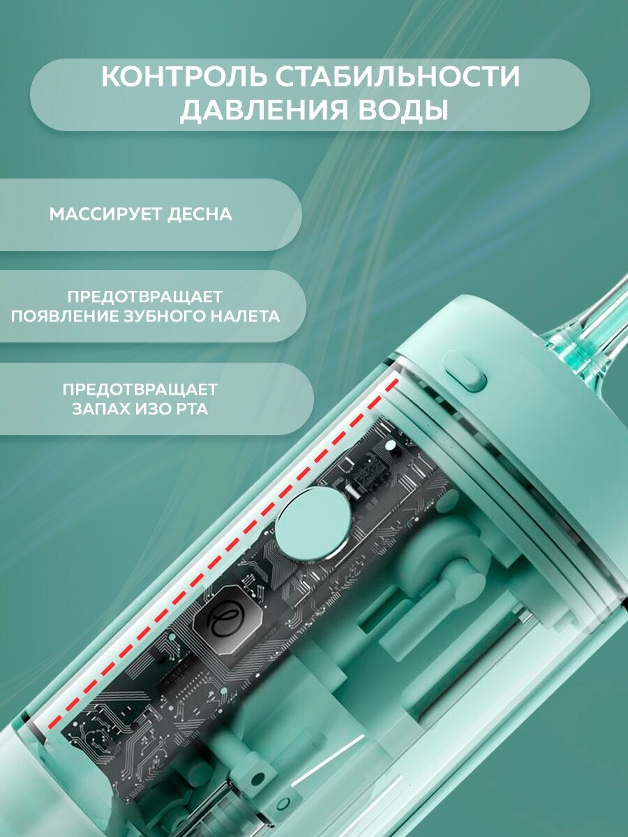 Ирригатор портативный для полости рта и зубов Enchen Water Flosser Mint 3 Turquoise / Беспроводной Oral irrigator для зубов, языка и брекетов