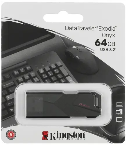 Флеш Диск Kingston 64Gb DataTraveler Exodia Onyx DTXON/64GB USB32 черный