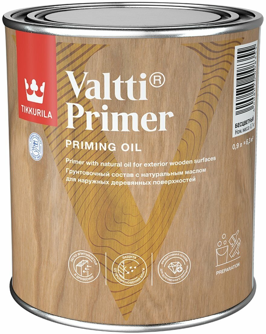 Грунт-антисептик Valtti Primer (Валтти Праймер) TIKKURILA, 0,9 л, бесцветный