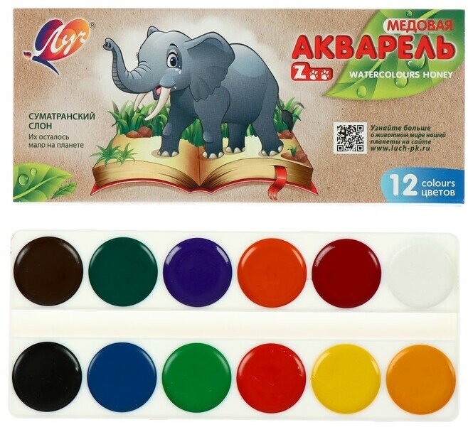 Акварель ZOO, 12 цветов, без кисти