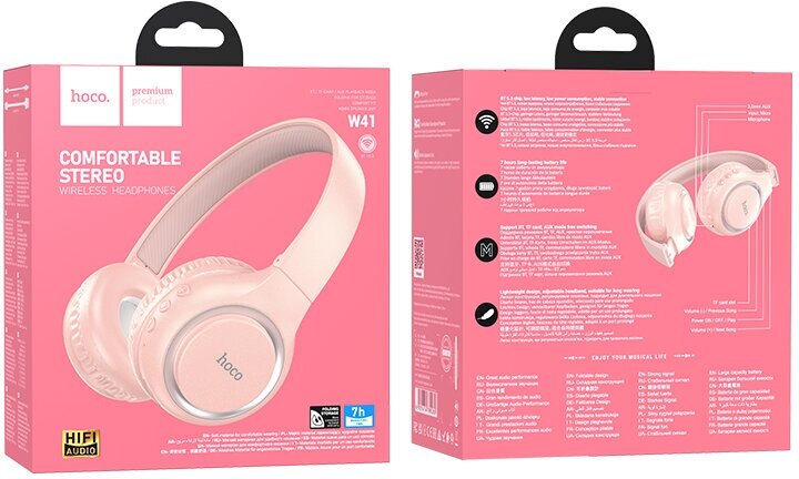 Bluetooth-наушники полноразмерные Bluetooth 5.3 200mah Hoco W41 Charm Pink