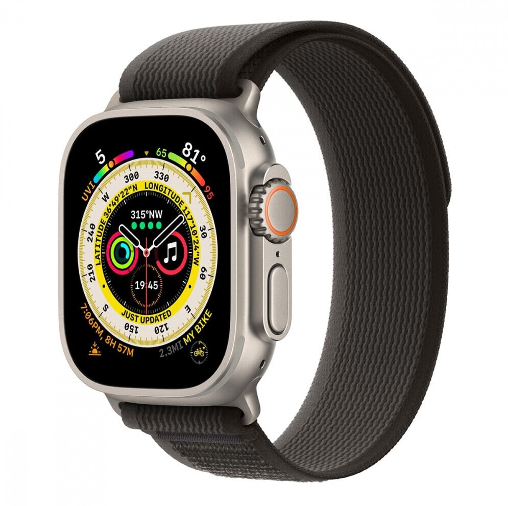 Apple Watch Ultra, 49 мм корпус из титана + ремешок Trail цвета «Black/Gray»