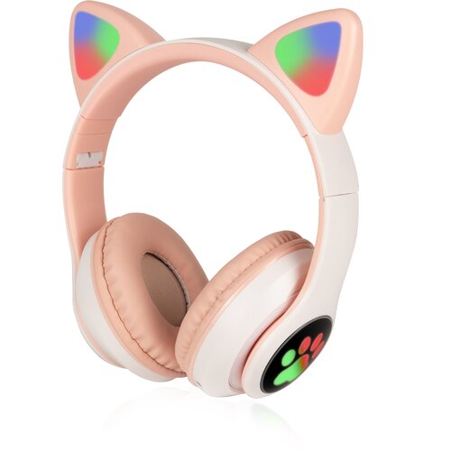 Светящиеся наушники с кошачьими ушками zKissfashion розовые беспроводные детские Ободок Bluetooth Модель ВЕ1201 1222₽