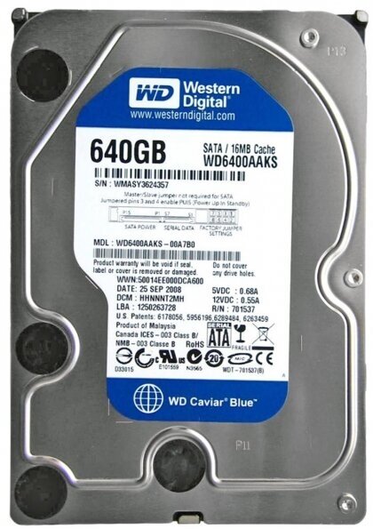 Жесткий диск Western Digital WD6400AAKS 640Gb 7200 SATAII 3.5" HDD