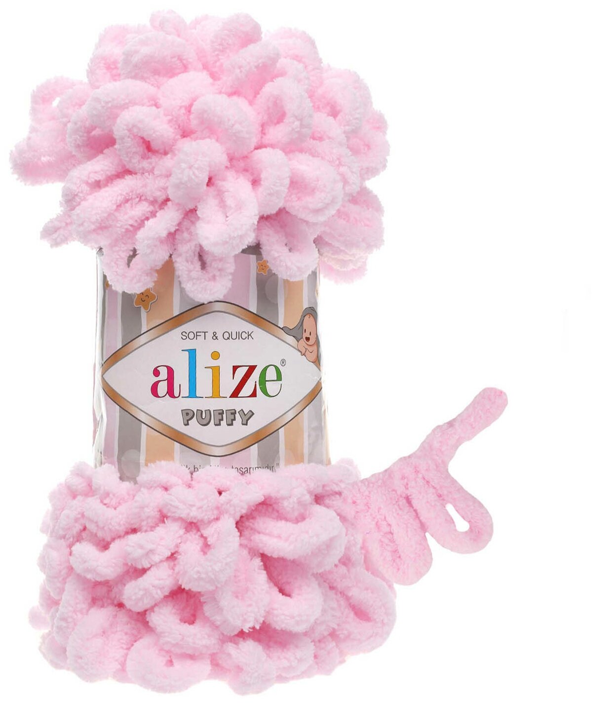 Пряжа Alize Puffy (100% микрополиэстер) 100 гр, 9.2 м, 31 нежно-розовый , 1 моток