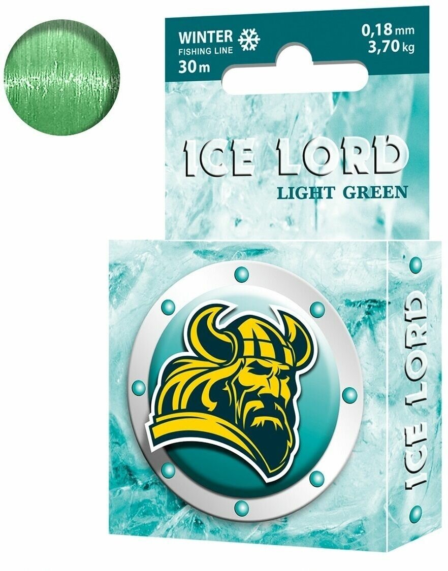 Леска зимняя для рыбалки AQUA Ice Lord Light Green 0,18mm 30m, цвет - светло-зеленый, test - 3,70kg ( 1 штука )