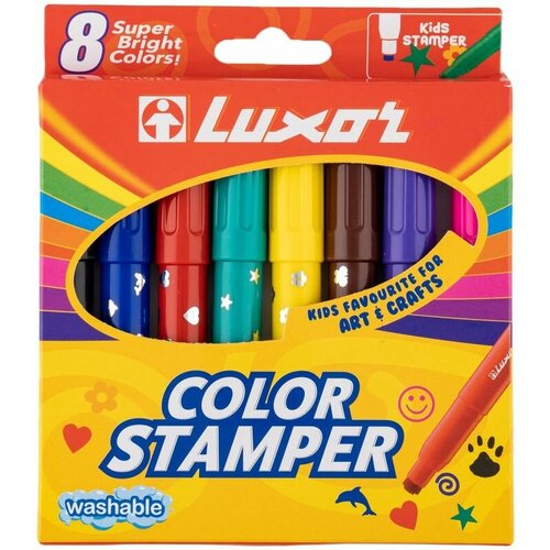 фото Фломастеры-штампы luxor color stamper смываемые, 8 цветов