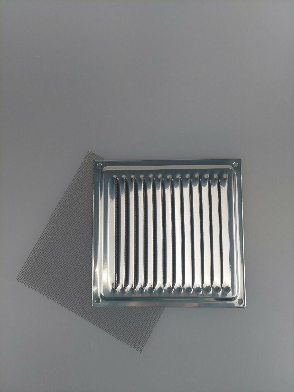 Решетка вентиляционная 150х150 с сеткой, хром (комплект 2 шт) - фотография № 5