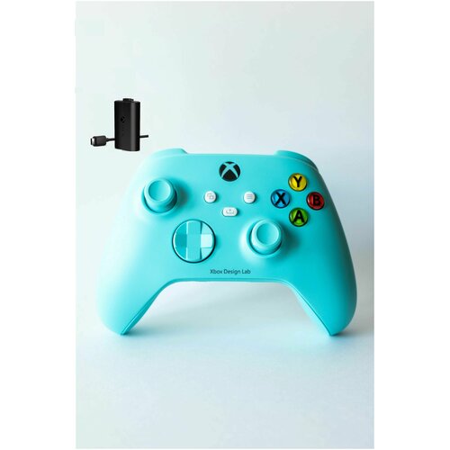 Геймпад Microsoft беспроводной Series S / X / Xbox One S / X Design Lab голубой 4 ревизия + Оригинальный аккумулятор play and charge kit USB - Type C