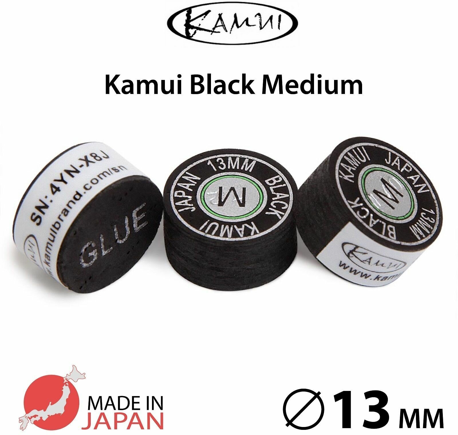 Наклейка для кия Kamui Black 13 мм Medium, многослойная, 1 шт.