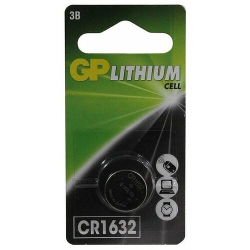 Элемент питания GP CR1632 (литиевый) 3В (1 шт) 1664683 abc батарейка gopower lithium cr1632 00 00023147 3 0в cr1632 1шт уп ret