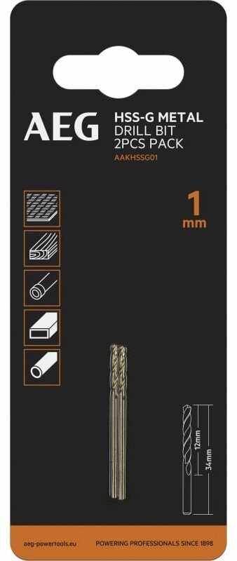 AEG Сверла HSS-G 2шт.1mm AAKHSSG01 4932479302