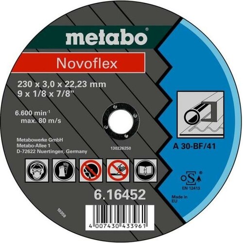 Круг отрезной METABO 616450000 Novoflex 180x3.0мм прямой А30 по металлу metabo круг обдирочный metabo sp novoflex 180 6 22 23мм 617172000