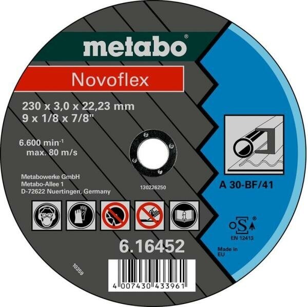 Круг отрезной METABO 616450000 Novoflex 180x3.0мм прямой А30 по металлу