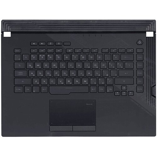 Клавиатура (топ-панель) для ноутбука Asus G532LWS черная с черным топкейсом и RGB подсветкой