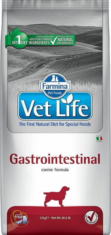 Корм Farmina Vet Life Gastrointestinal для собак при заболеваниях ЖКТ, 12 кг