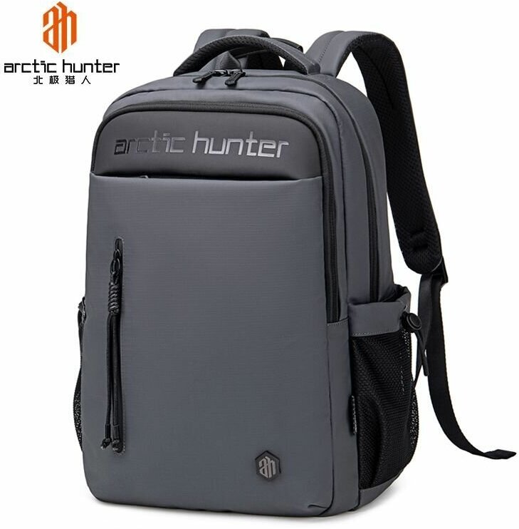 Рюкзак мужской городской, черный, повседневный, водонепроницаемый, для командировок, для путешествий, для ноутбука, 21 л, Arctic Hunter серый