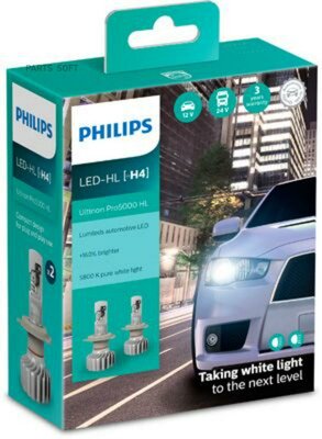 PHILIPS 11342U50CWX2 ампа автомобиьная H4 LED (P43t) Ultinon Pro5000 (упаковка 2 .) (Philips)