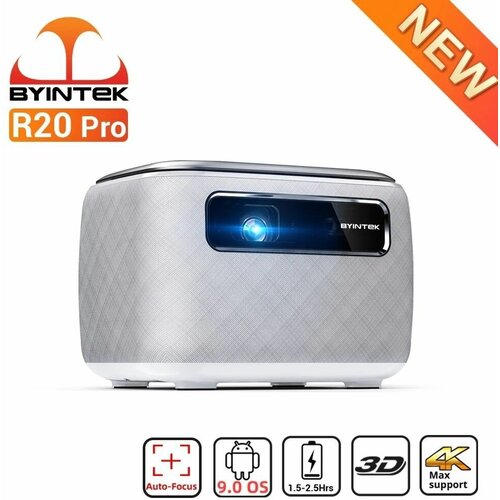 Портативный проектор BYINTEK R20 PRO, встроенный аккумулятор, автофокус