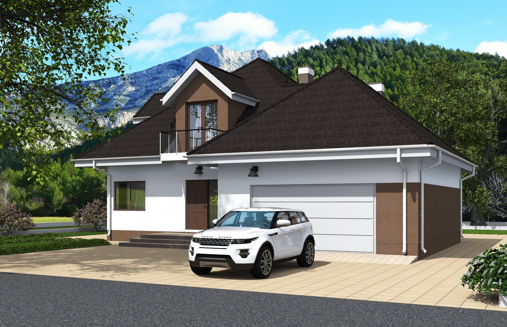 Проект - Проект одноэтажного дома с мансардой и гаражом на 2 машины Rg4927 - фотография № 2
