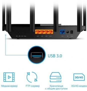 Роутер TP-LINK Wi‑Fi 6, до 4804 Мбит/с, 5 ГГц, 574 Мбит/с, 802.11b/g/n/ax/a/ac - фото №6