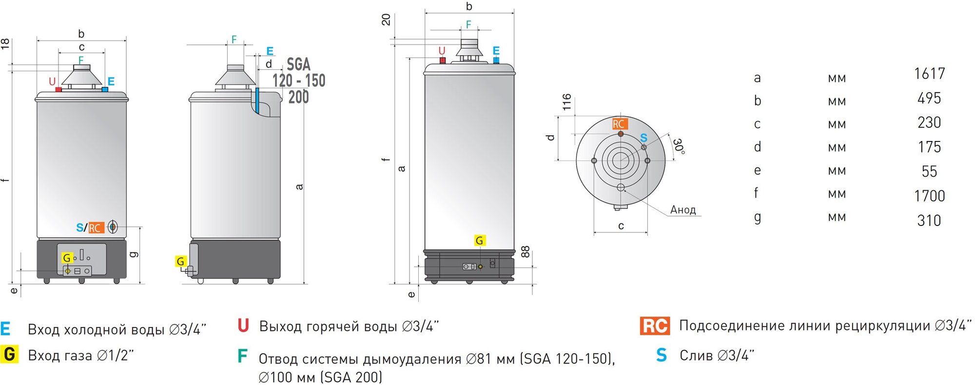 Накопительный газовый водонагреватель Ariston SGA 200 R, белый - фото №7