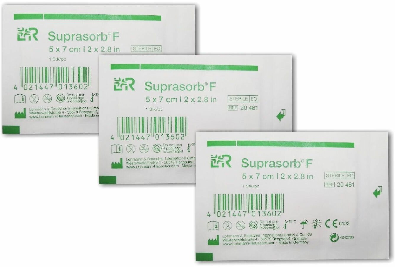 Пленочная прозрачная стерильная повязка Супрасорб F (Suprasorb F) защищает рану от вторичной инфекции (5*7 см) 3 шт.