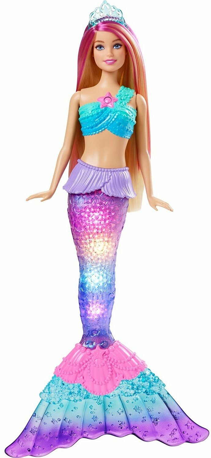 Кукла Barbie "Сверкающая русалочка", HDJ36, с магической подсветкой, 3 цвета, 29см