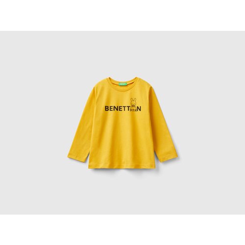 Лонгслив UNITED COLORS OF BENETTON,  для мальчиков, хлопок, размер 82 (1Y), желтый