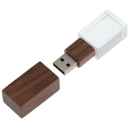 Флешка E 310 Dark Wood, 16 ГБ, USB2.0, чт до 25 Мб/с, зап до 15 Мб/с, зеленая подсветка 9897475