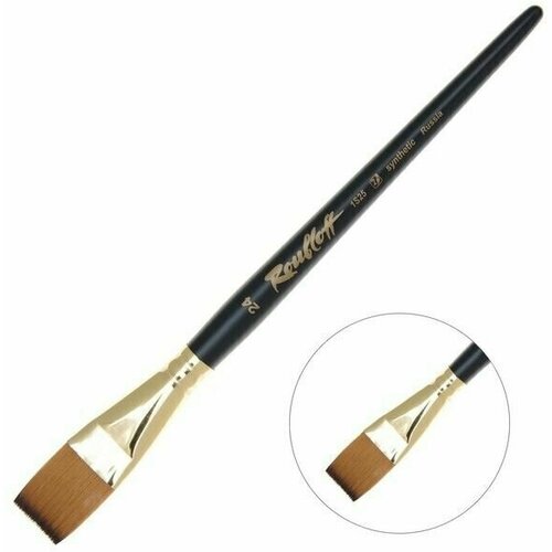 Кисть Синтетика имитация колонка плоская серия 1S25 24 ручка короткая чёрная матовая жёлтая обойма 1 шт 1380₽