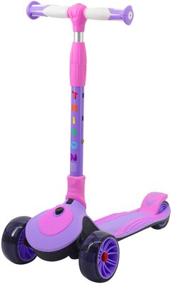 Самокат Sportsbaby Детский трехколесный самокат MS-947 Triton со светящимися колесами розово-фиолетовый