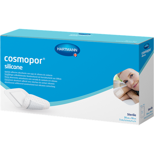 Повязка Космопор силикон/Cosmopor silicone на рану впитывающая пластырного типа 20 х 10 см 5 шт