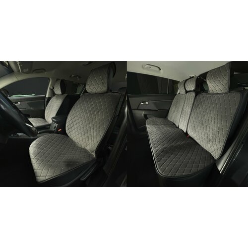 Накидки для Aston Martin DBS Volante III (2019-2023) / Астон Мартин ДБС на весь салон Maximal Ромб, Алькантара, Серый