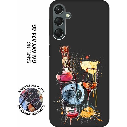 Матовый Soft Touch силиконовый чехол на Samsung Galaxy A24, Самсунг А24 с 3D принтом Aquarelle Wine черный матовый soft touch силиконовый чехол на samsung galaxy s23 самсунг с23 с 3d принтом aquarelle wine черный