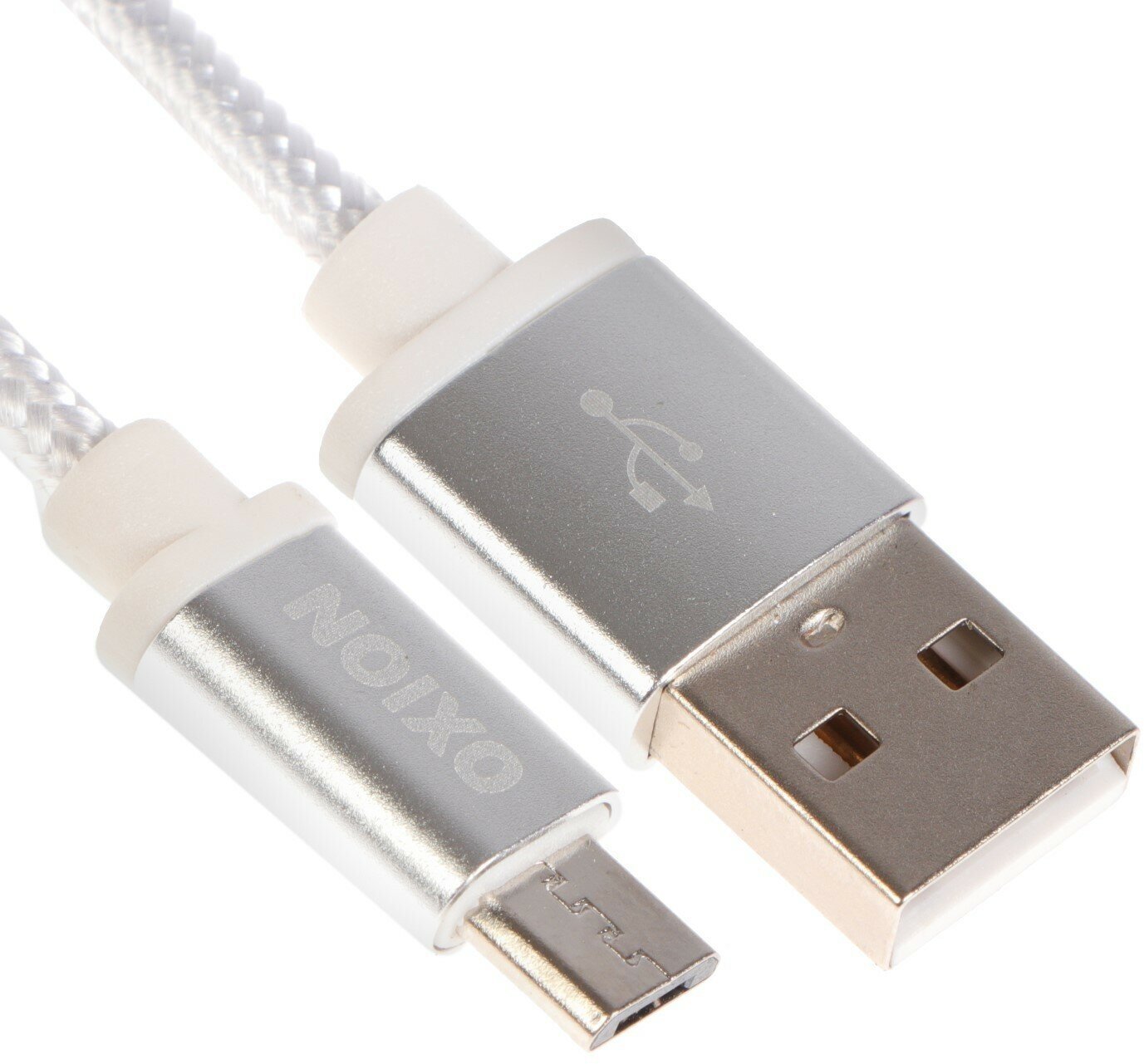 Кабель OXION DCC258, microUSB - USB, зарядка + передача данных, 1.3 м, оплетка, белый