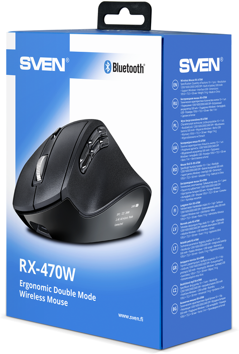 Беспроводная мышь RX-470W чёрная (Bluetooth 24GHz 10+1кл 1200-2400DPI кор)
