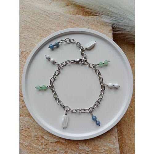 Браслет-цепочка Академия Важности, перламутр, авантюрин, размер one size, серебристый