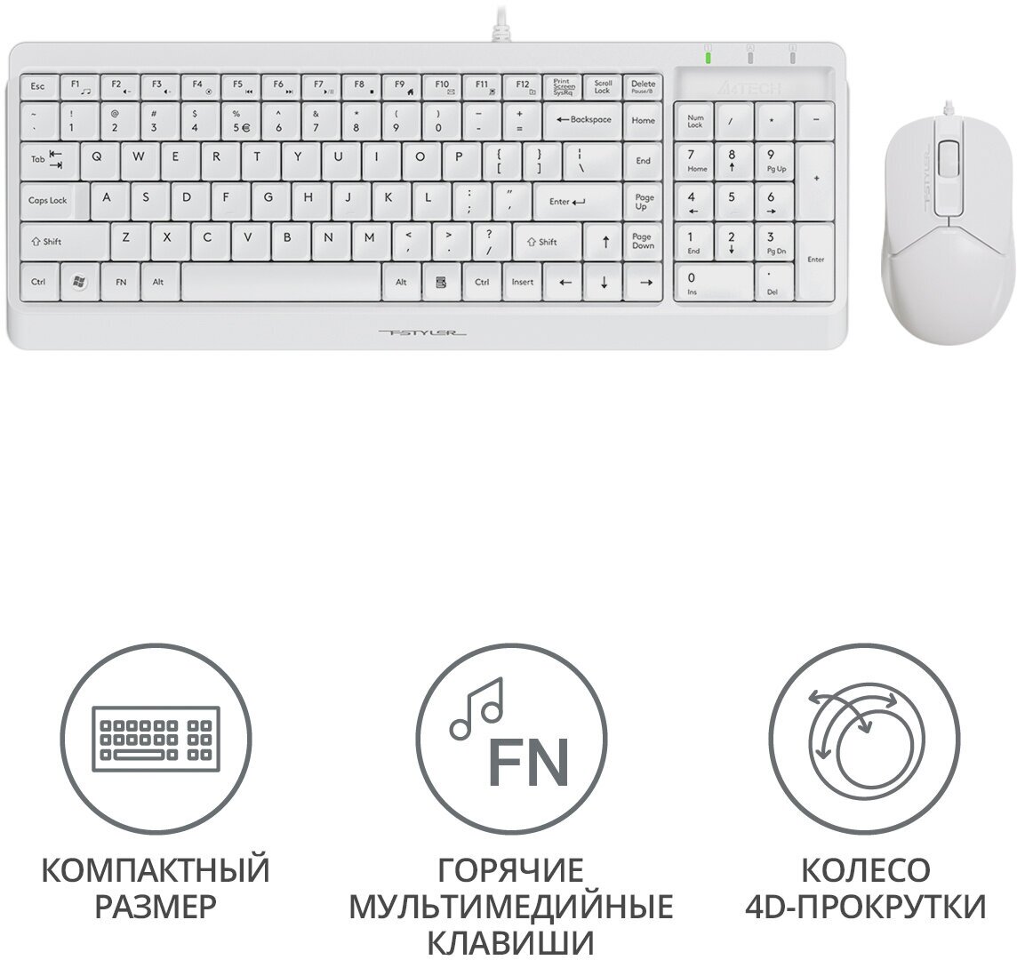 Комплект (клавиатура+мышь) A4TECH Fstyler , USB, проводной, черный - фото №12