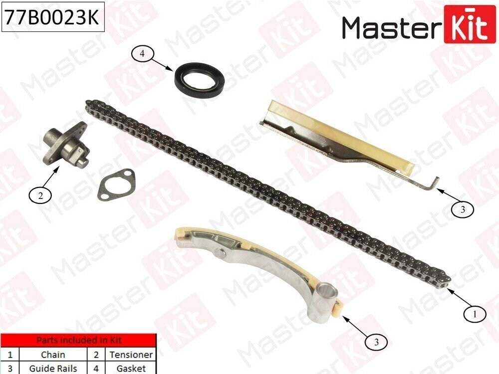 Комплект цепи ГРМ MITSUBISHI Pajero 3.2Di-D 4M41 00-06 (без звездочек), MASTERKIT 77B0023K