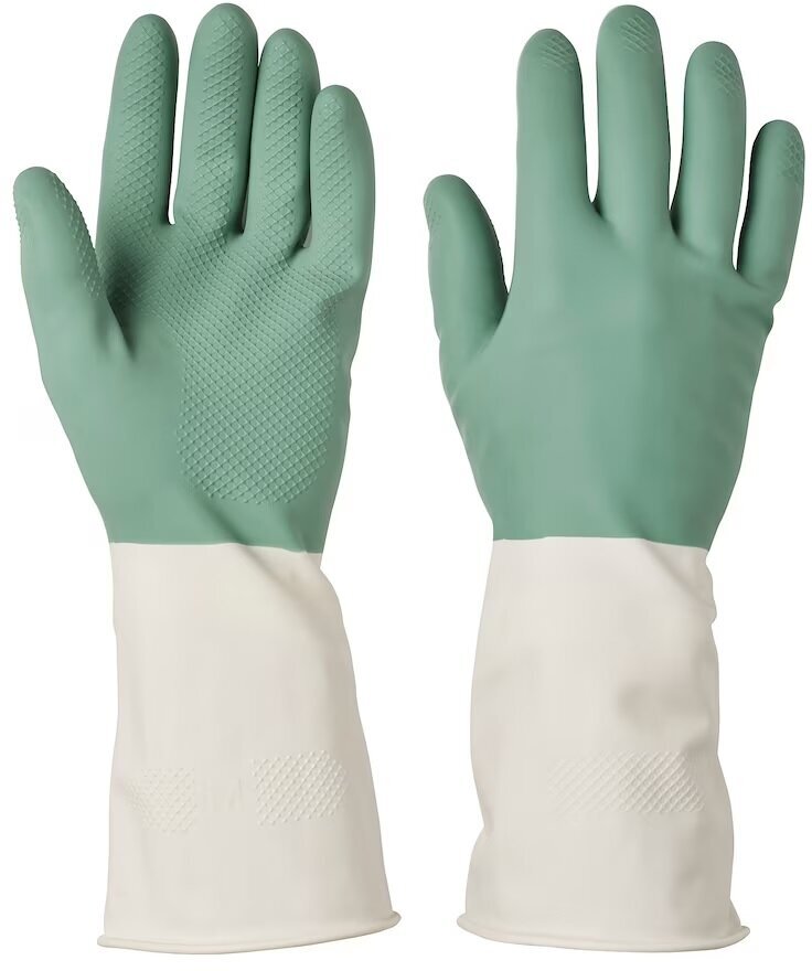 Перчатки икеа ринниг, 1 пара, размер S, цвет зелeный/белый - фотография № 1