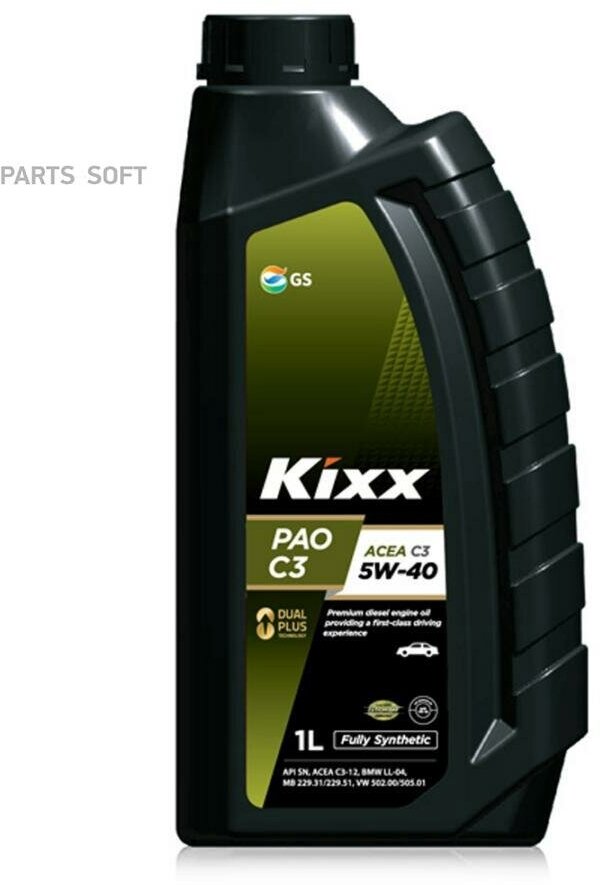 KIXX L2092AL1E1 Масло моторное KIXX PAO 5W-40 синтетическое 1 л L2092AL1E1