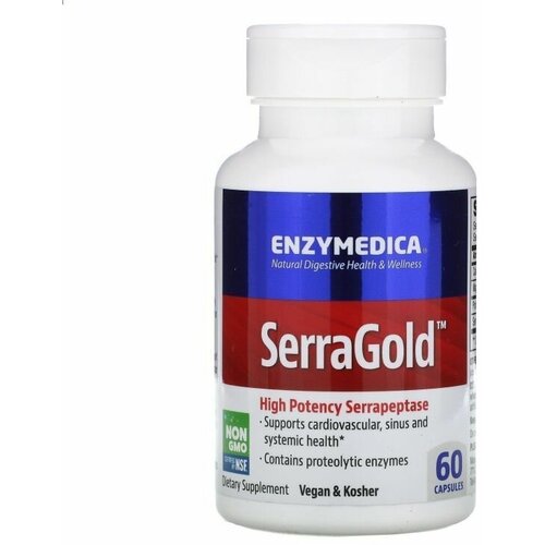 Enzymedica, SerraGold, высокоэффективная серрапептаза, 60 капсул