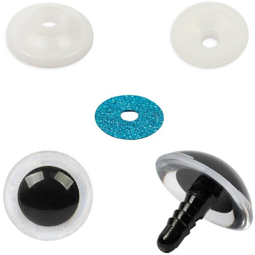 HobbyBe PGSB-22 Глаза пластиковые с блестящей вставкой d 22 мм 2 шт. синий