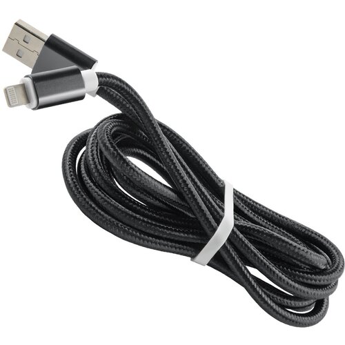 Дата кабель USB-8-pin для Apple нейлоновая оплетка, 2 метра/Провод USB-8-pin/Кабель USB-8-pin разъем/Зарядный кабель черный
