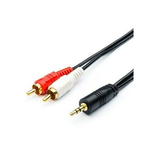 кабель 2 5мм jack rj9 11 3 35 м phoenix audio mt221 Кабель ATCOM АТ7397 2RCA mini-Jack(M)-2 тюльпана (M) 1,5 м, черный