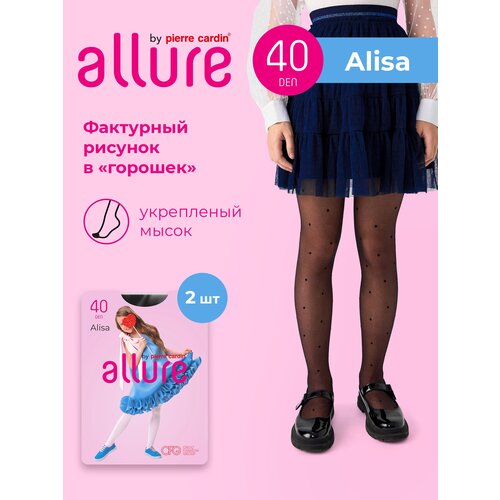 фото Колготки allure для девочек, фантазийные, 40 den, 2 шт., размер 140-146, черный